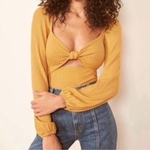 Reformation Rosalind mustard Top